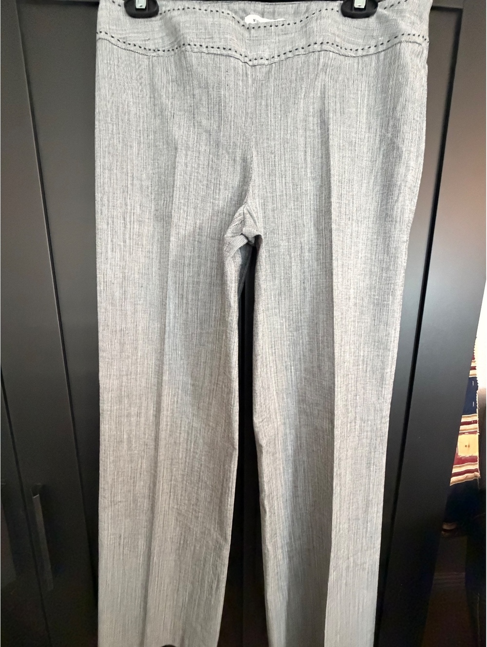 White House Black Market Women’s 8 Gray Straight Leg Dress Pants Contrast Stitch